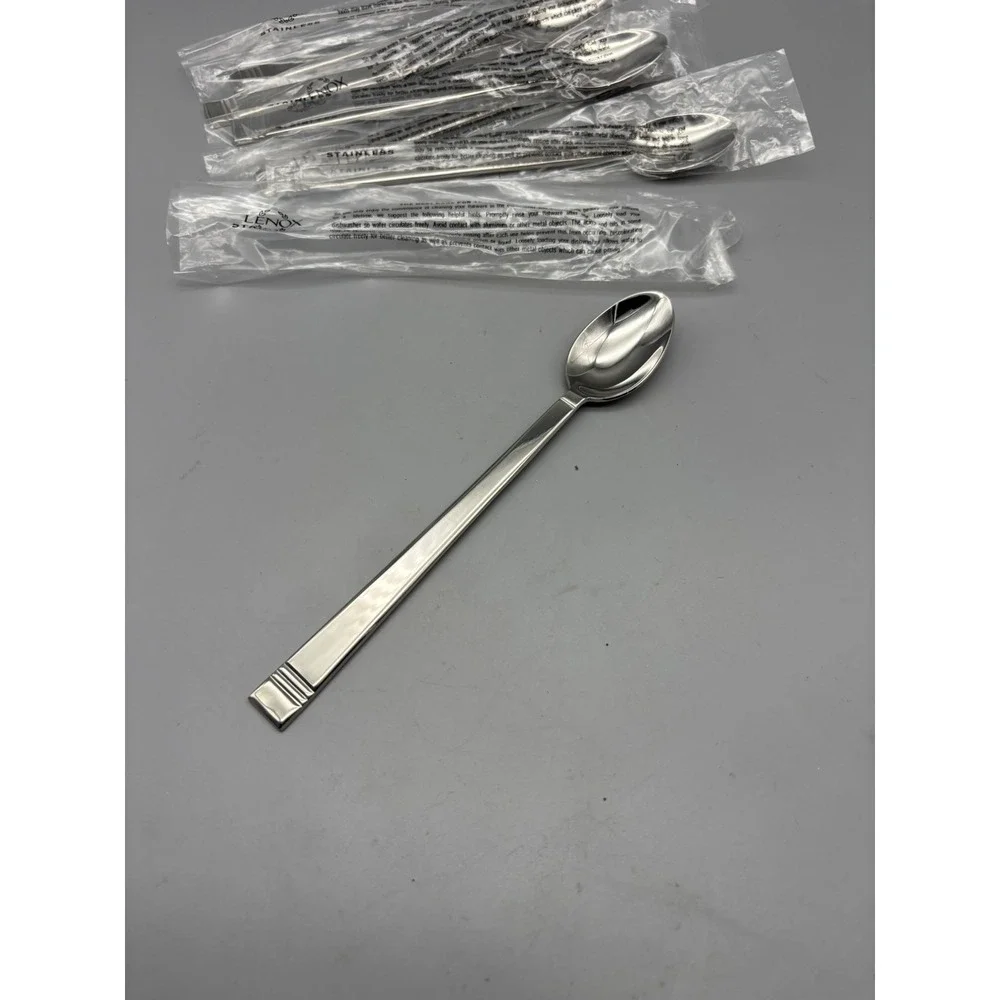 Lenox TIN CAN ALLEY 6 Iced Tea Spoons Glossy 18/8  Stainless Steel Flatware